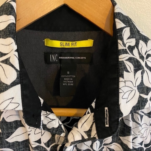 INC Floral B&W Button Down Men’s Dress Shirt - Picture 4 of 8